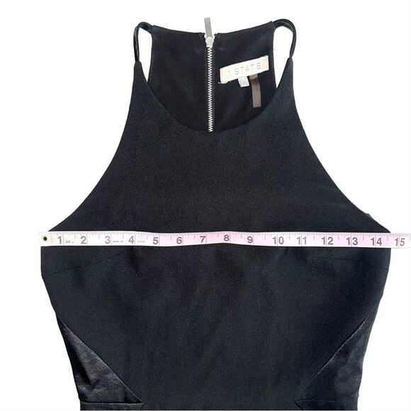 1 State Black Satin Inset Fit & Flare Dress Size XS - Picture 9 of 12
